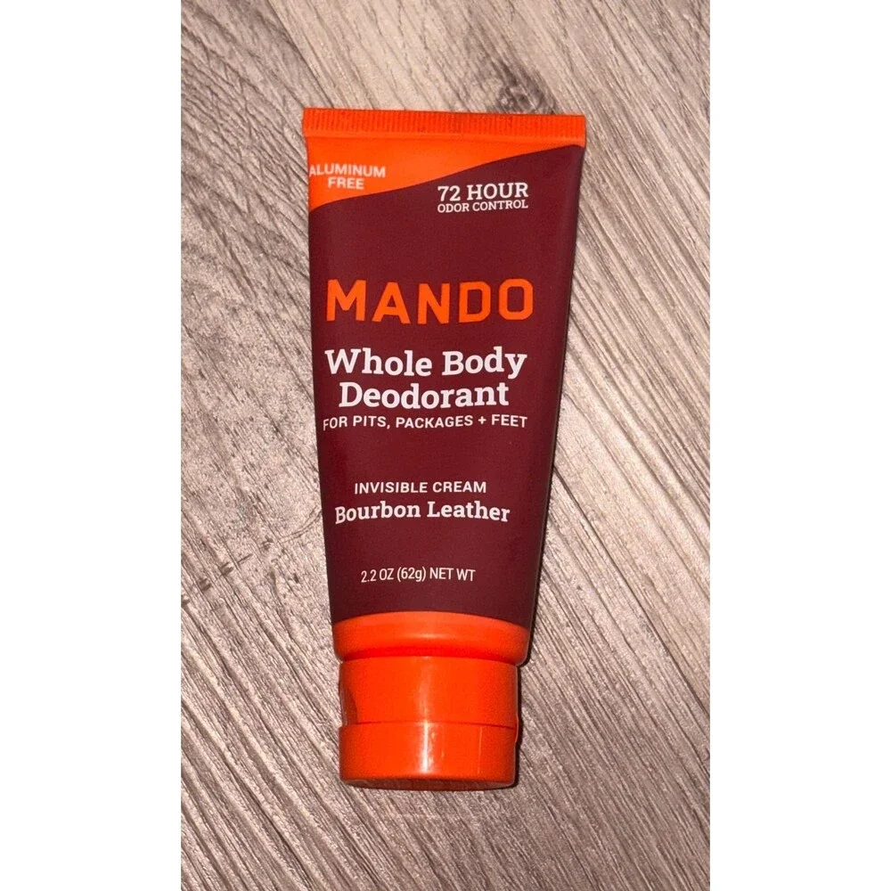 Mando Whole Body Deodorant for Men Invisible Cream Aluminum Free Bourbon Leather